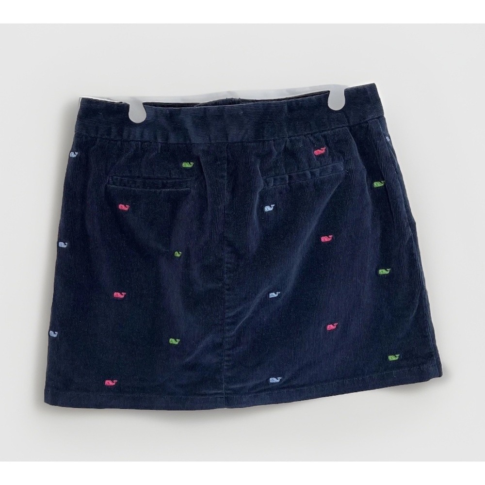 Vineyard Vines Skirt Womens Sz 4 Navy Blue Corduroy Embroidered Whales Preppy - Picture 4 of 7